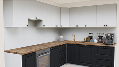 Кухня угловая Белый матовый - Графит нубук